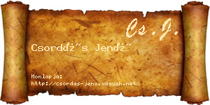 Csordás Jenő névjegykártya