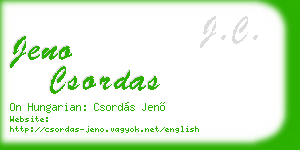 jeno csordas business card